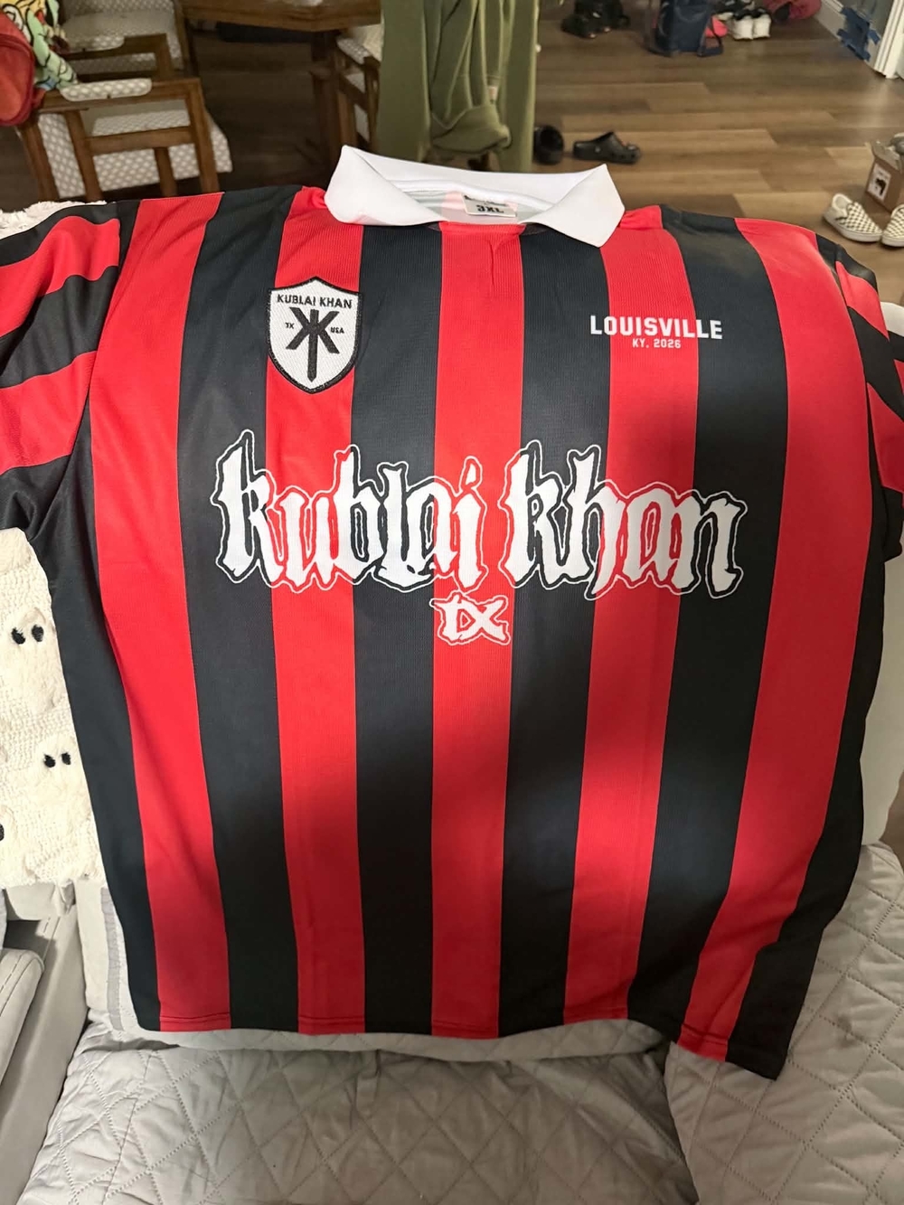 NEW Kublai Khan Tour Merch - Red & Black Striped Men’s Jersey Shirt